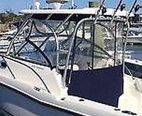 Photo of Boston Whaler Conquest 235, 2006: Hard-Top, Connector, Side Curtains, Aft-Drop-Curtain, viewed from Port Rear 