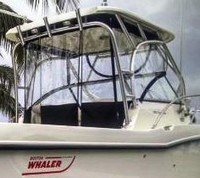 Photo of Boston Whaler Conquest 235, 2006: Hard-Top, Connector, Side Curtains, Aft-Drop-Curtain, viewed from Starboard Rear 