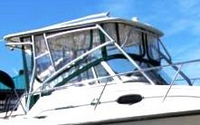 Photo of Boston Whaler Conquest 23, 1998: Hard-Top, Visor, Side Curtains, Aft-Drop-Curtain, viewed from Starboard Side 