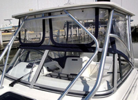 Photo of Boston Whaler Conquest 23, 2000: Hard-Top, Visor, Side Curtains, Aft-Drop-Curtain close up, viewed from Port Front 