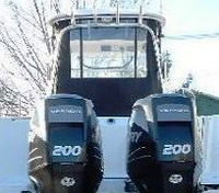 Photo of Boston Whaler Conquest 255 2008: Factory OEM Hard-Top, Visor Hard-Top Enclosure Curtains, Rear 