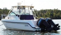 Photo of Boston Whaler Conquest 275, 2004: Factory OEM Hard-Top, Visor Hard-Top Enclosure Curtains, viewed from Port Rear 