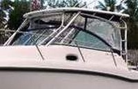 Photo of Boston Whaler Conquest 285 2006: Hard-Top, Front Connector, Side Curtains, Aft-Drop-Curtain, viewed from Port Front 