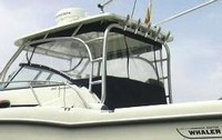 Photo of Boston Whaler Conquest 285, 2007: Hard-Top, Front Connector, Side Curtains, Aft-Drop-Curtain, viewed from Port Rear 