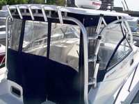 Photo of Boston Whaler Conquest 285 2007: Hard-Top, Front Connector, Side Curtains, Aft-Drop-Curtain, viewed from Starboard Rear 