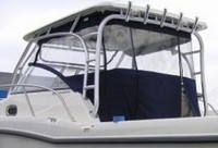Photo of Boston Whaler Conquest 285, 2011: Hard-Top, Front Connector, Side Curtains, Aft-Drop-Curtain, viewed from Port Rear 