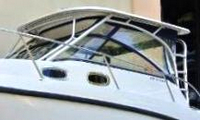 Photo of Boston Whaler Conquest 305, 2010: Hard-Top, Front Connector, Side Curtains, Aft-Drop-Curtain, viewed from Port Front 