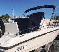 Photo of Boston Whaler Dauntless 210 2017 BiminiTop Console-Cover No T-Top Reversible Pilot Seat Cover, viewed from Starboard Rear 