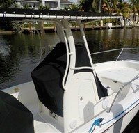 Photo of Boston Whaler Dauntless 210 2017 Canvas T-Top Console-Cover T-Top, viewed from Starboard Rear 
