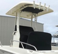 Photo of Boston Whaler Dauntless 210 2019 Hard-Top Life Jacket Storage Console-Cover T-Top Reversible Pilot Seat Cover, viewed from Port Rear 