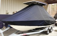 Photo of Boston Whaler Dauntless 210 20xx T-Top Boat-Cover, viewed from Port Front 