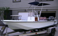 Photo of Boston Whaler Montauk 17, 1985: Montauk T-Topless™ Folding T-Top, viewed from Port Front 