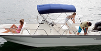 Photo of Boston Whaler Montauk 210, 2014: Sun Top, Bimini Top, viewed from Starboard Side, Above 