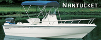 Photo of Boston Whaler Nantucket 190, 2005: Bimini Top (Factory OEM website photo), viewed from Starboard Front 