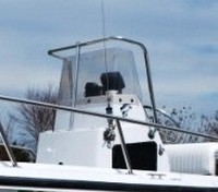 Photo of Boston Whaler Outrage 17, 1996: T-Topless™ Folding T-Top and Shadow™ Folding T-Top Kit will not fold down due to Overgnaging WindShield Grab Rails 
