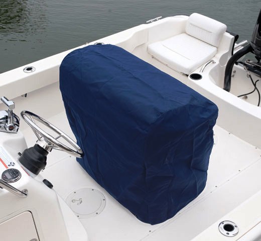 Boston Whaler® Outrage-190, 2013: Factory-OEM-Leaning-Post-with-Livewell-and-Storage-Cover Black-or-Blue-Sunbrella-only website-photo