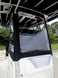 Photo of Boston Whaler Outrage 190 2013: Factory OEM Weather Curtain Set Visor, Side Curtains Black or Blue Sunbrella only (Factory OEM website photo) 