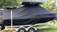 Photo of Boston Whaler Outrage 19 19xx T-Top Boat-Cover, viewed from Starboard Side 