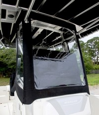 Photo of Boston Whaler Outrage 220, 2013: Factory OEM Weather Curtain Set Visor, Side Curtains Black or Blue Sunbrella only (Factory OEM website photo) 