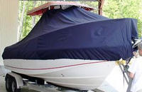 Boston Whaler® Outrage 230 T-Top-Boat-Cover-Sunbrella-1349™ Custom fit TTopCover(tm) (Sunbrella(r) 9.25oz./sq.yd. solution dyed acrylic fabric) attaches beneath factory installed T-Top or Hard-Top to cover entire boat and motor(s)