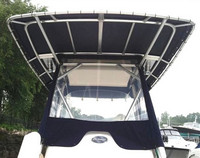 Photo of Boston Whaler Outrage 240 2004: Factory oEM T-Top, Front Visor, Side Curtains close up, Front 