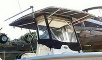 Photo of Boston Whaler Outrage 240, 2004: Factory oEM T-Top, Front Visor, Side Curtains, viewed from Starboard Front 
