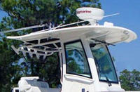 Photo of Boston Whaler Outrage 250, 2011: Factory Hard-T-Top Life Jacket Storage, viewed from Starboard Front 