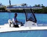Photo of Boston Whaler Outrage 270, 2004: Factory OEM Suhbrella T-Top, Visor T-Top Enclosure Curtains, Side 