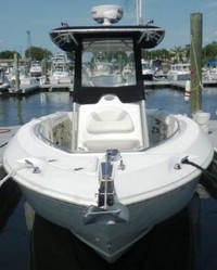 Photo of Boston Whaler Outrage 270, 2006: Factory OEM Sunbrella T-Top, Visor T-Top Enclosure Curtains, Front 