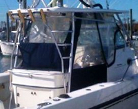 Photo of Boston Whaler Outrage 28 2000: Hard-Top, Visor, Side Curtains, Aft-Drop-Curtain, viewed from Starboard Rear 