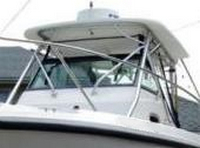 Photo of Boston Whaler Outrage 290, 2003: Hard-Top, Visor, Side Curtains, Aft-Drop-Curtain, viewed from Port Front 