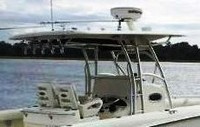 Photo of Boston Whaler Outrage 320 Center Console, 2009: Factory OEM Hard-T-Top Life Jacket Storage, viewed from Port Rear 