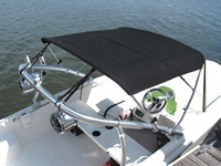 Photo of Boston Whaler Super Sport 150 2014: Tow Arch Sun Top, Bimini Top, viewed from Starboard Rear, Above 