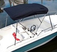 Photo of Boston Whaler Super Sport 170 2017 Bimini Top No Ski Tow Arch, viewed from Starboard Rear, Above (Factory OEM website photo) 