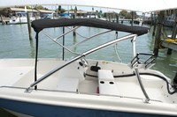 Photo of Boston Whaler Super Sport 170 2017 Bimini Top with optional Ski Tow Arch, viewed from Port Side (Factory OEM website photo) 