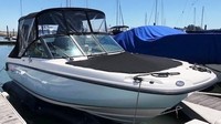 Photo of Boston Whaler Vantage 230 Bimini, 2016: Bimini Top, Visor, Side Curtains, Aft Curtain, Bow Cover, viewed from Starboard Front 