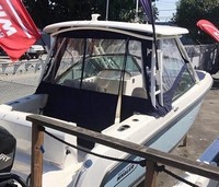 Photo of Boston Whaler Vantage 230 Hard-Top 2018 Visor, Side Curtains, Aft-Drop-Curtain, viewed from Starboard Rear 