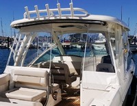 Photo of Boston Whaler Vantage 320 Hard-Top 2017 Hard-Top, Visor, Side and Aft Curtains White Stamoid, viewed from Starboard Rear 