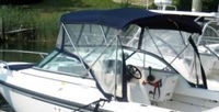 Photo of Boston Whaler Ventura 210, 2002: Bimini Top, Visor, Side Curtains, viewed from Port Rear 
