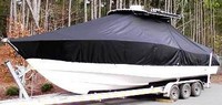 Cape Horn® 31XS T-Top-Boat-Cover-Wmax-2299™ Custom fit TTopCover(tm) (WeatherMAX(tm) 8oz./sq.yd. solution dyed polyester fabric) attaches beneath factory installed T-Top or Hard-Top to cover entire boat and motor(s)