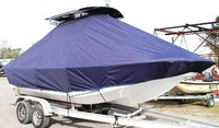 Carolina Skiff® 218 DLV T-Top-Boat-Cover-Sunbrella-1399™ Custom fit TTopCover(tm) (Sunbrella(r) 9.25oz./sq.yd. solution dyed acrylic fabric) attaches beneath factory installed T-Top or Hard-Top to cover entire boat and motor(s)