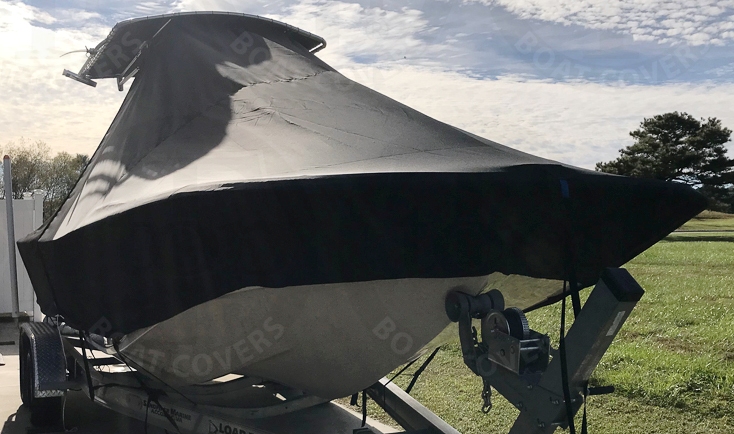 Carolina Skiff 258 DLV, 20xx, TTopCovers™ T-Top boat cover, starboard front