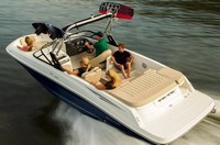 Wakeboard-Tower-Over-The-Tower-Boat-Cover-C-84125A™Carver(r) p/n 84125A 25ft-6in Center Line Length (CLL), 102in Wide DECK Boat Completely covers DECK Boat and Wakeboard Tower (versus Bow, Cockpit and Mooring Covers that do not cover the hull AND tower)