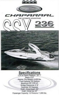 Photo of Chaparral 236 SSX Arch, 2009: Factory Specifications Sheet 