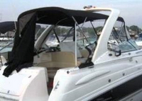 Photo of Chaparral 260 Signature, 2004: Bimini Top, Bimini, Front Connector, Side Curtains, Camper Top, Camper Side and Aft Curtains zipped open, viewed from Starboard Rear 