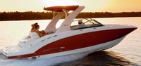 Photo of Chaparral 264 Sunesta Arch, 2009: Arch Tower Bimini Top (Factory OEM website photo), viewed from Starboard Rear 