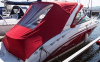 Photo of Chaparral 275 SSI Radar Arch, 2008: Bimini Top, Front Connector, Side Curtains, Camper Top, Camper Aft Curtain with Optional Rear Rail, viewed from Starboard Rear 