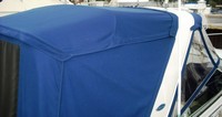Photo of Chaparral 280 Signature Radar Arch, 2006: Bimini Top, Front Connector, Side Curtains, Camper Top, Camper Side and Aft Curtains close up, viewed from Starboard Rear 