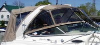 Photo of Chaparral 280 Signature Radar Arch, 2007: Bimini Top, Front Connector, Side Curtains, Camper Top, Camper Side and Aft Curtains Linen Tweed, viewed from Starboard Front 