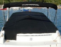 Chaparral® 285 SSI No Arch Camper-Top-Aft-Curtain-OEM-T1.5™ Factory Camper AFT CURTAIN with clear Eisenglass windows zips to back of OEM Camper Top and Side Curtains (not included) and connects to Transom, OEM (Original Equipment Manufacturer)